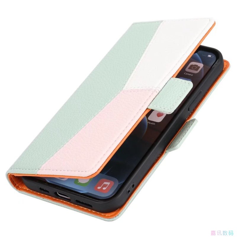 バイカラー ピンク手帳型白いiPhone14/13/12/11promaxケースカード収納手帳レザー可愛い