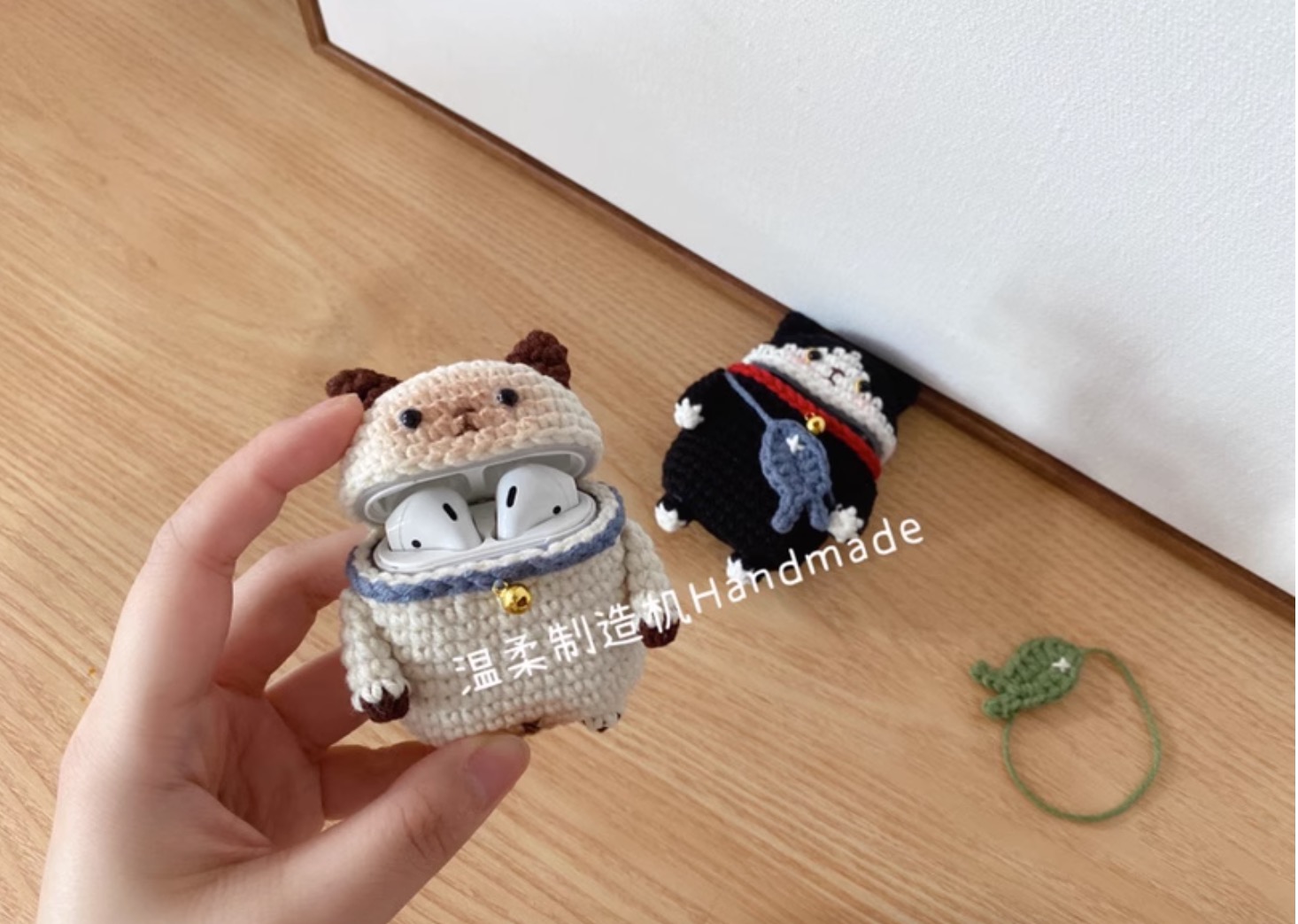 可愛いハンドメイド猫ねこ編み込みエアポッズ保護カバー毛糸デザインAirPods3ソフトケース