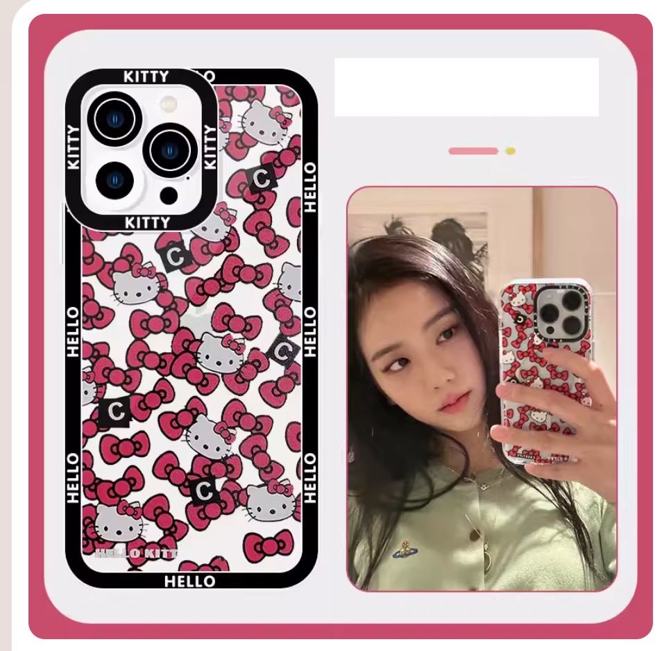 Jisooインスタ愛用ハローキティiPhone 15 Pro/15 Pro Maxケース可愛いクリア ジスBLACKPINK