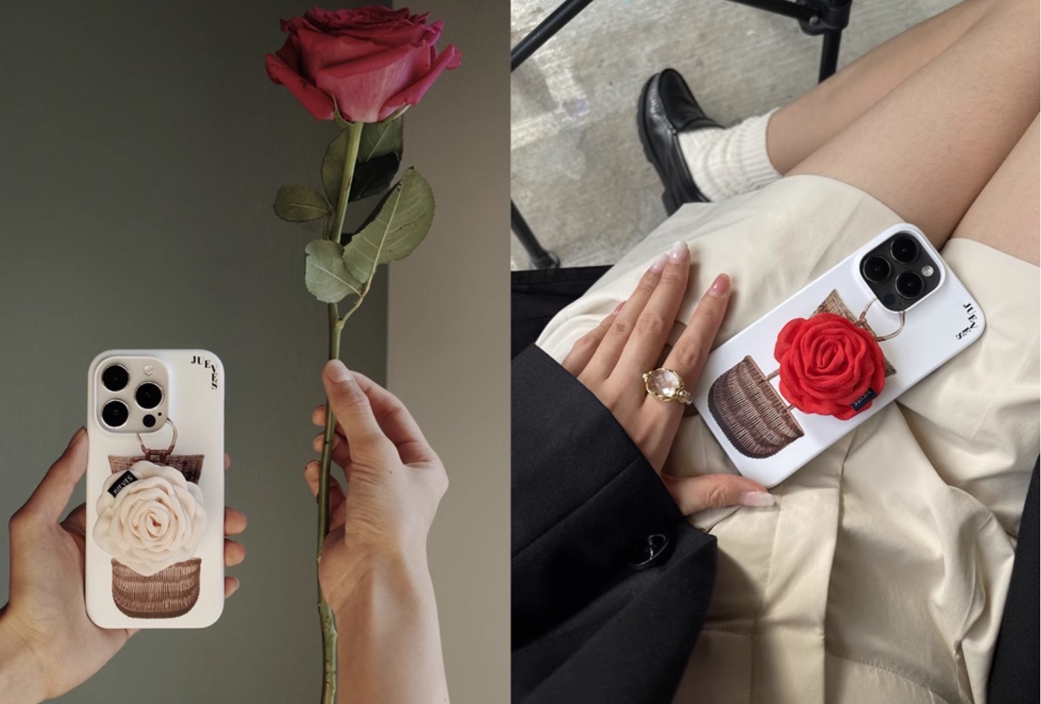 スマホスタンド薔薇ローズ指に通すフラワーかわいいファッションおしゃれスマホグリップ綺麗バラ赤いピンク スタンド