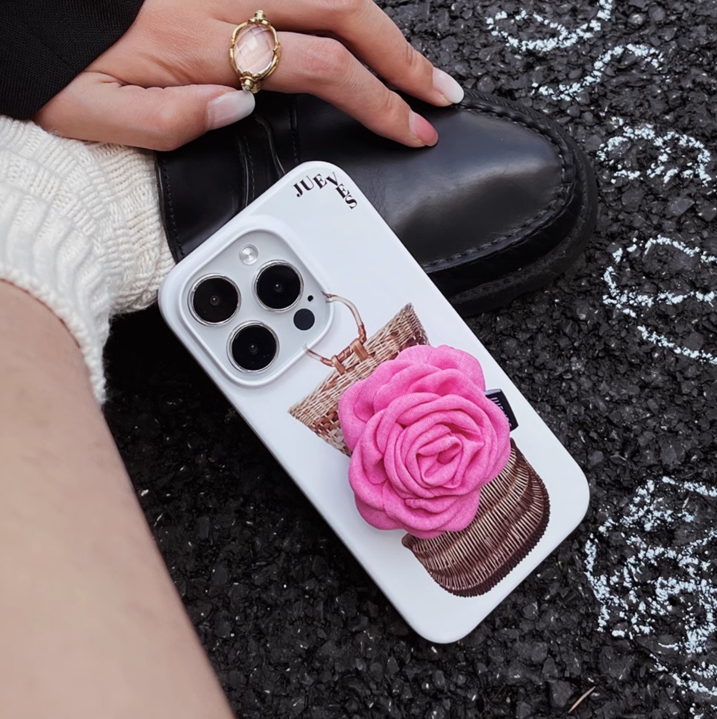 スマホスタンド薔薇ローズ指に通すフラワーかわいいファッションおしゃれスマホグリップ綺麗バラ赤いピンク スタンド