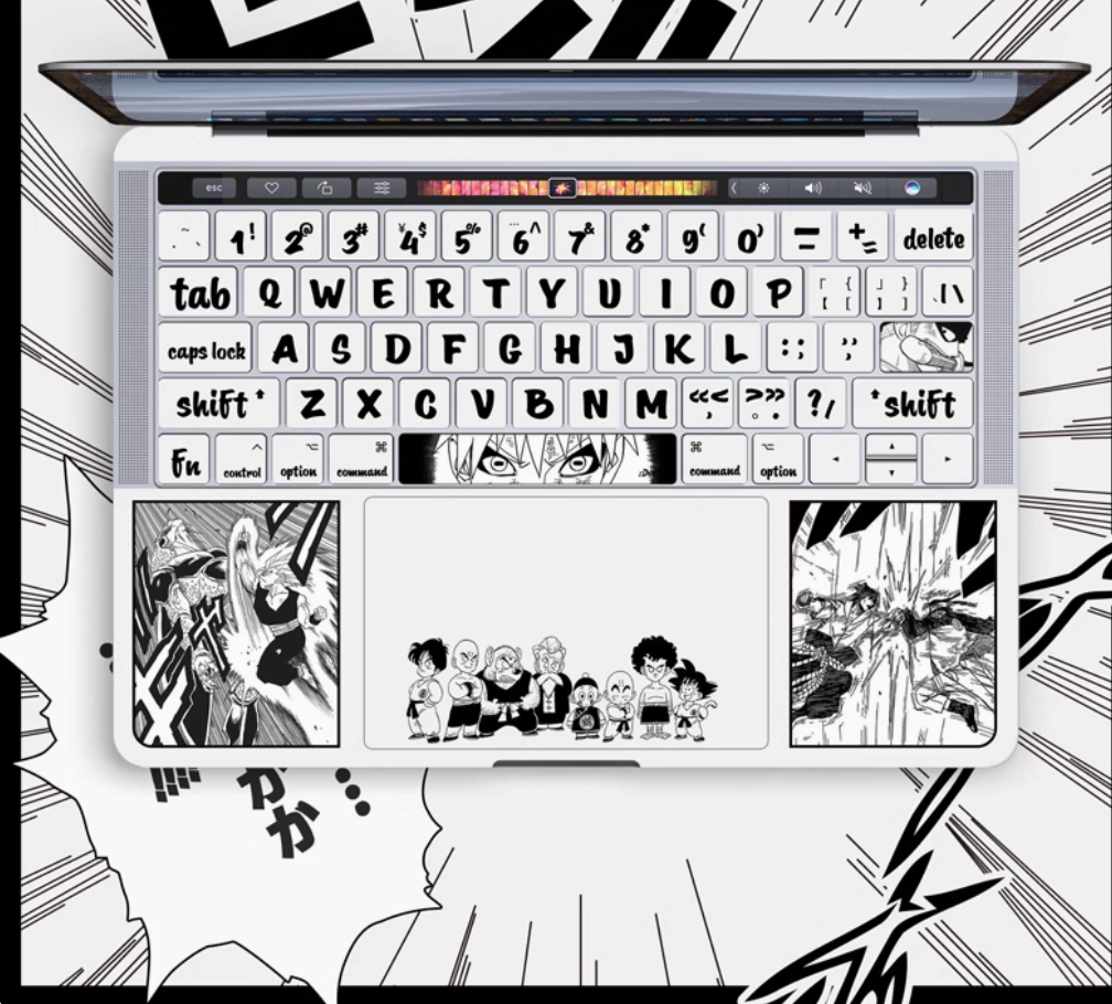 2025新型13インチMacBook Air ナルト漫画イラスト バイカラーpro1416全面保護シール指紋防止貼りやすいステッカー男女通用シンプル進撃の巨人14/16インチ格子柄カバー