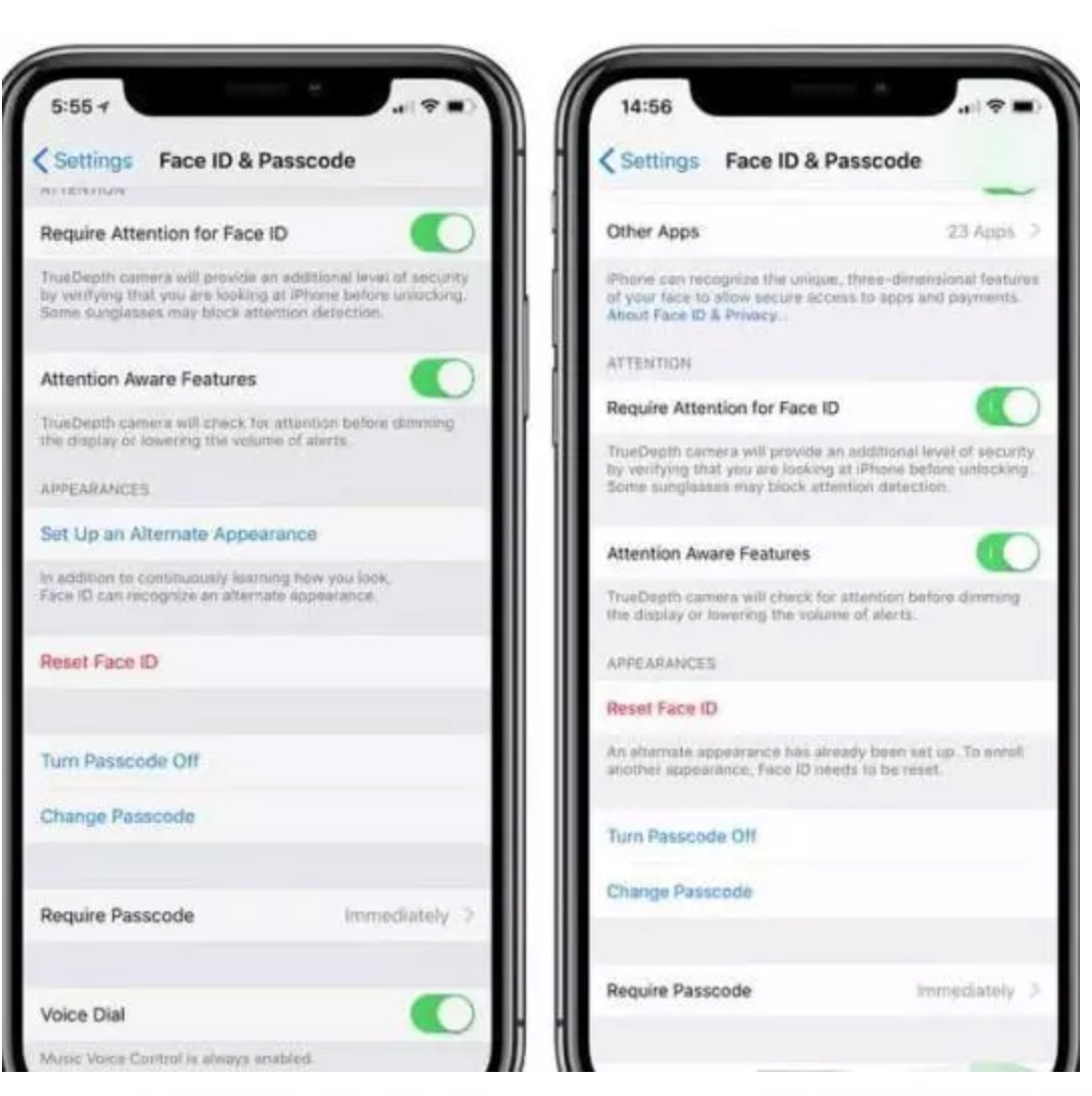 iPhone X iOS 12では2つ目の顔を登録